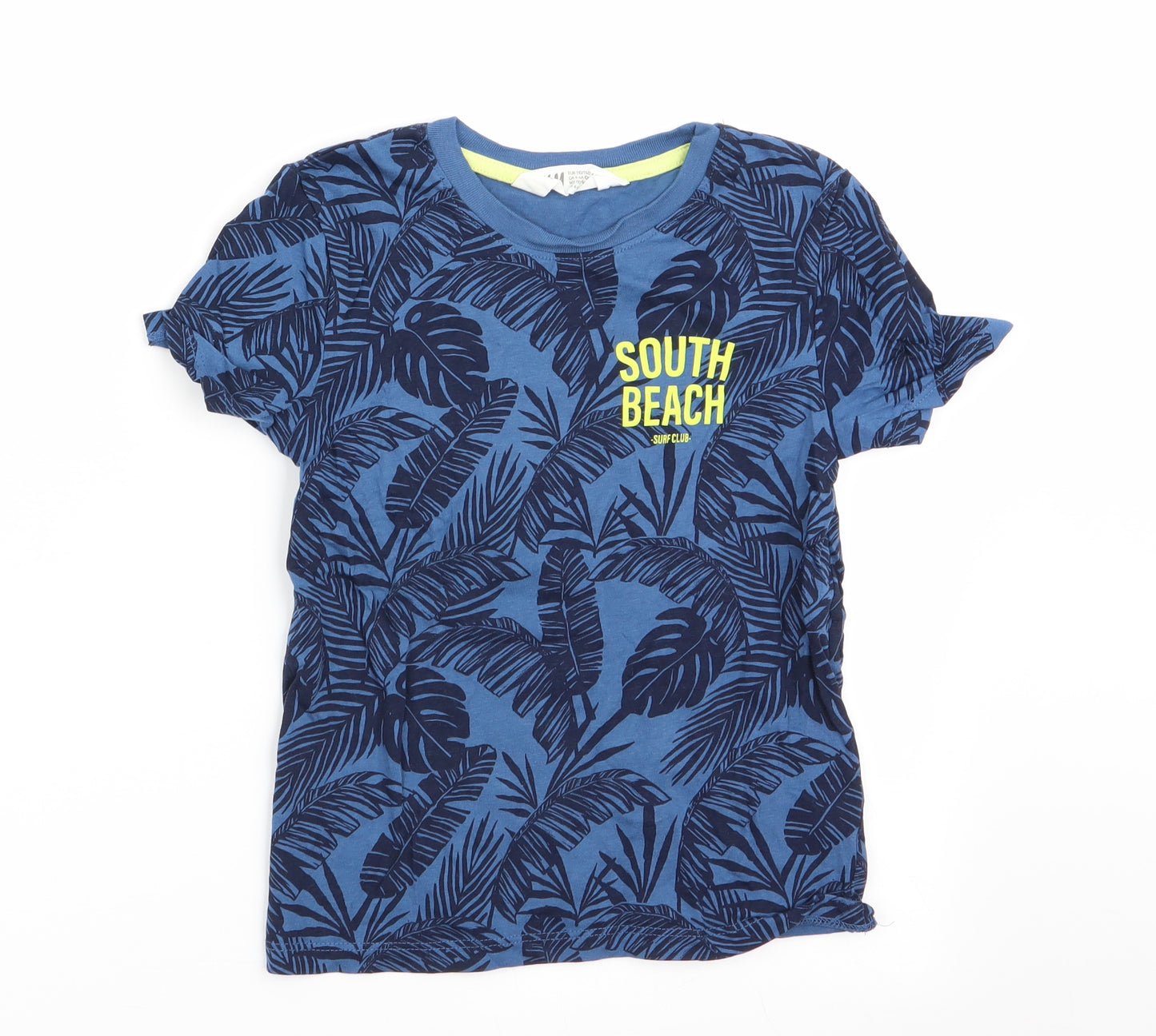 H&M Boys Blue Floral  Basic T-Shirt Size 4-5 Years  - South Beack
