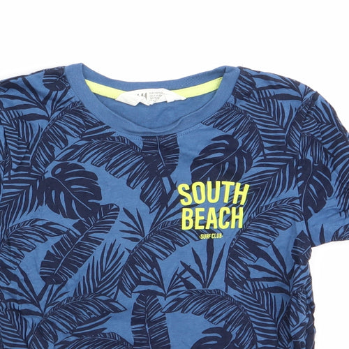 H&M Boys Blue Floral  Basic T-Shirt Size 4-5 Years  - South Beack