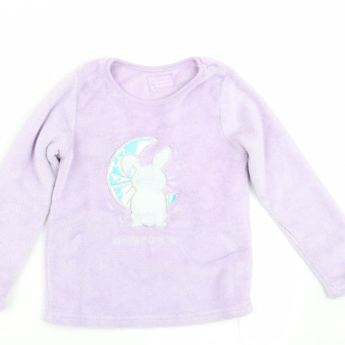 Primark Girls Purple Animal Print   Pyjama Top Size 7-8 Years  - Rabbit on the Moon