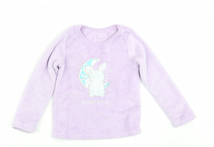 Primark Girls Purple Animal Print Pyjama Top Size 7-8 Years - Rabbit on the Moon