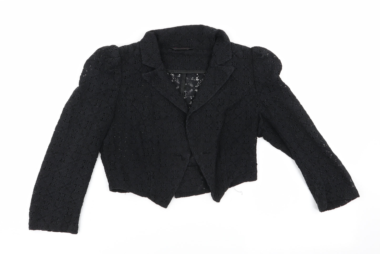 Miss Selfridge Womens Black Floral  Jacket  Size 8  - Lace Cropped Jacket