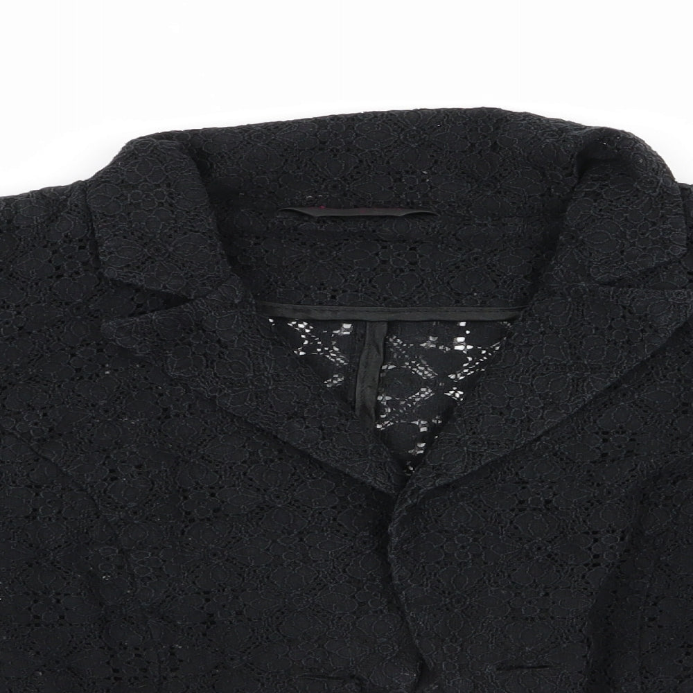 Miss Selfridge Womens Black Floral  Jacket  Size 8  - Lace Cropped Jacket