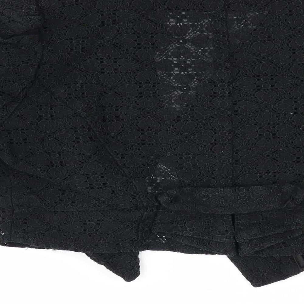 Miss Selfridge Womens Black Floral  Jacket  Size 8  - Lace Cropped Jacket
