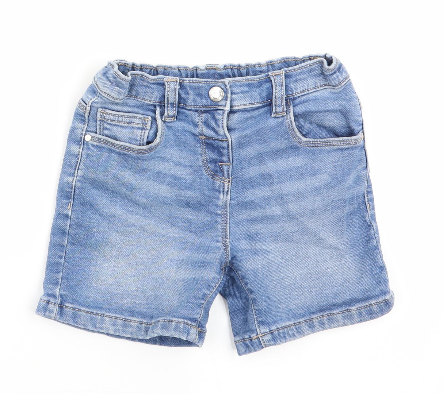 Matalan Girls Blue   Mom Shorts Size 5-6 Years - elasticated back