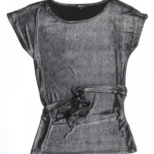 Papaya Womens Black   Tunic Blouse Size 12  - Metallic Look