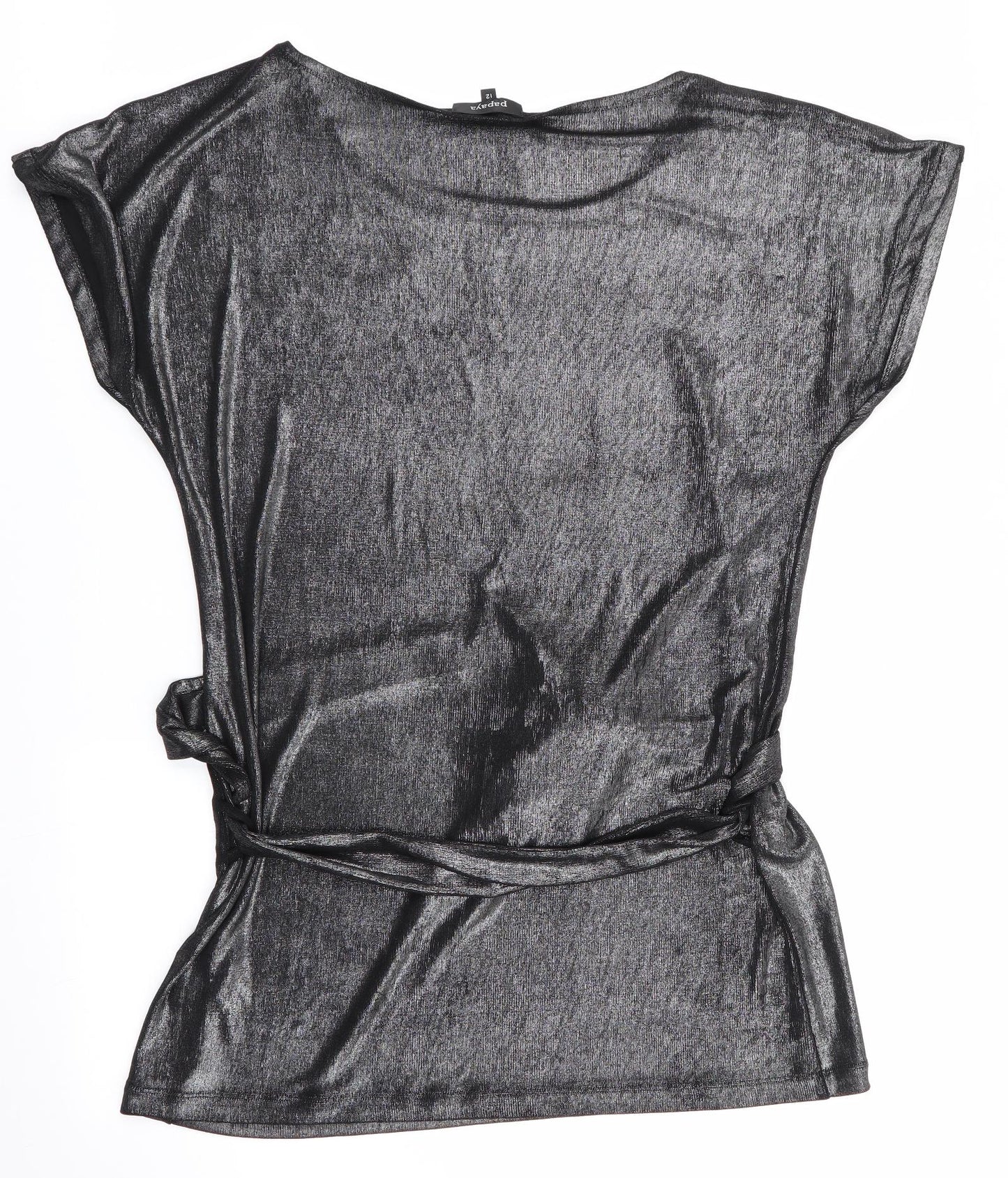 Papaya Womens Black   Tunic Blouse Size 12  - Metallic Look