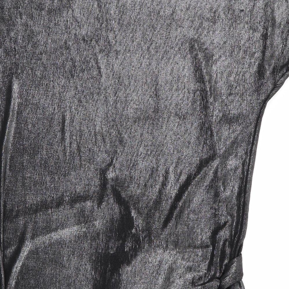 Papaya Womens Black   Tunic Blouse Size 12  - Metallic Look