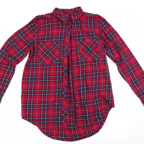 Colin's Womens Red Check  Basic Button-Up Size S