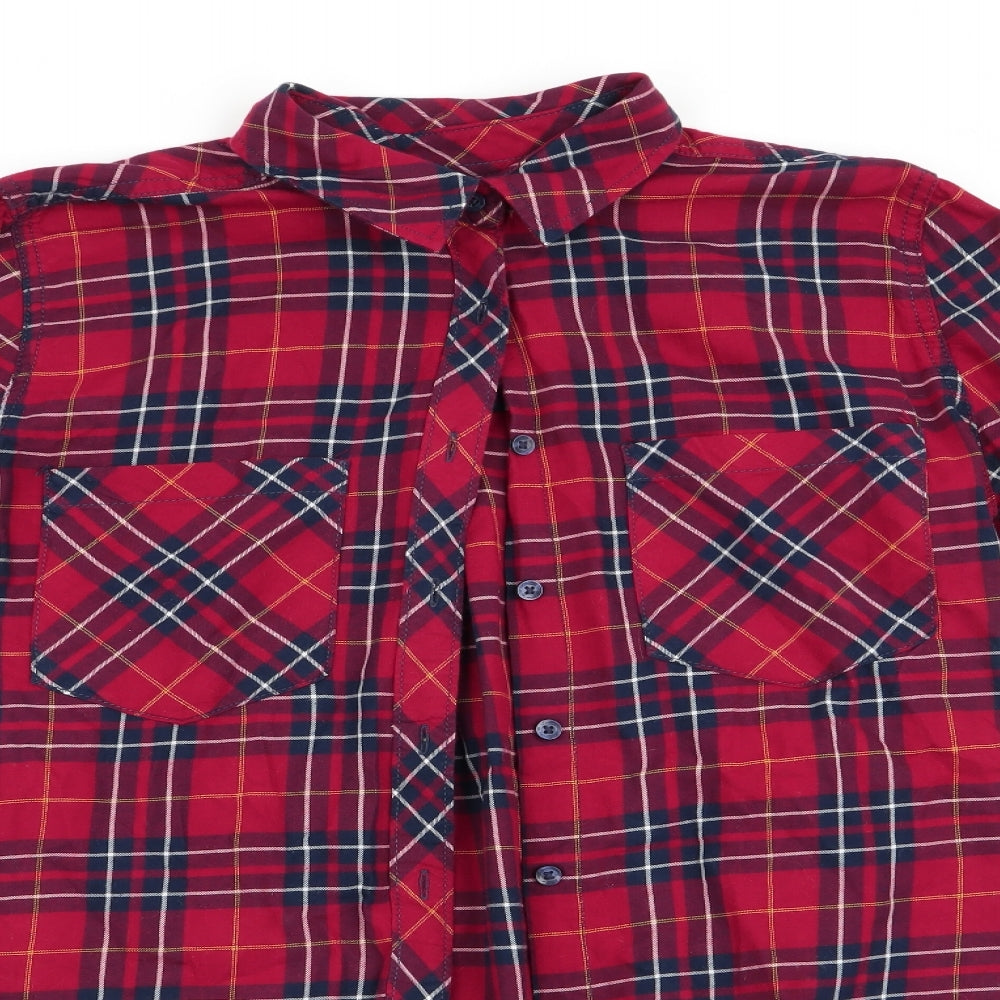 Colin's Womens Red Check  Basic Button-Up Size S