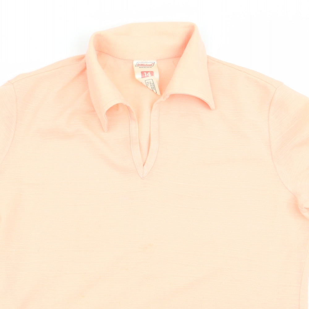 Marks and Spencer Womens Orange   Basic Blouse Size 14  - Peach in Colour