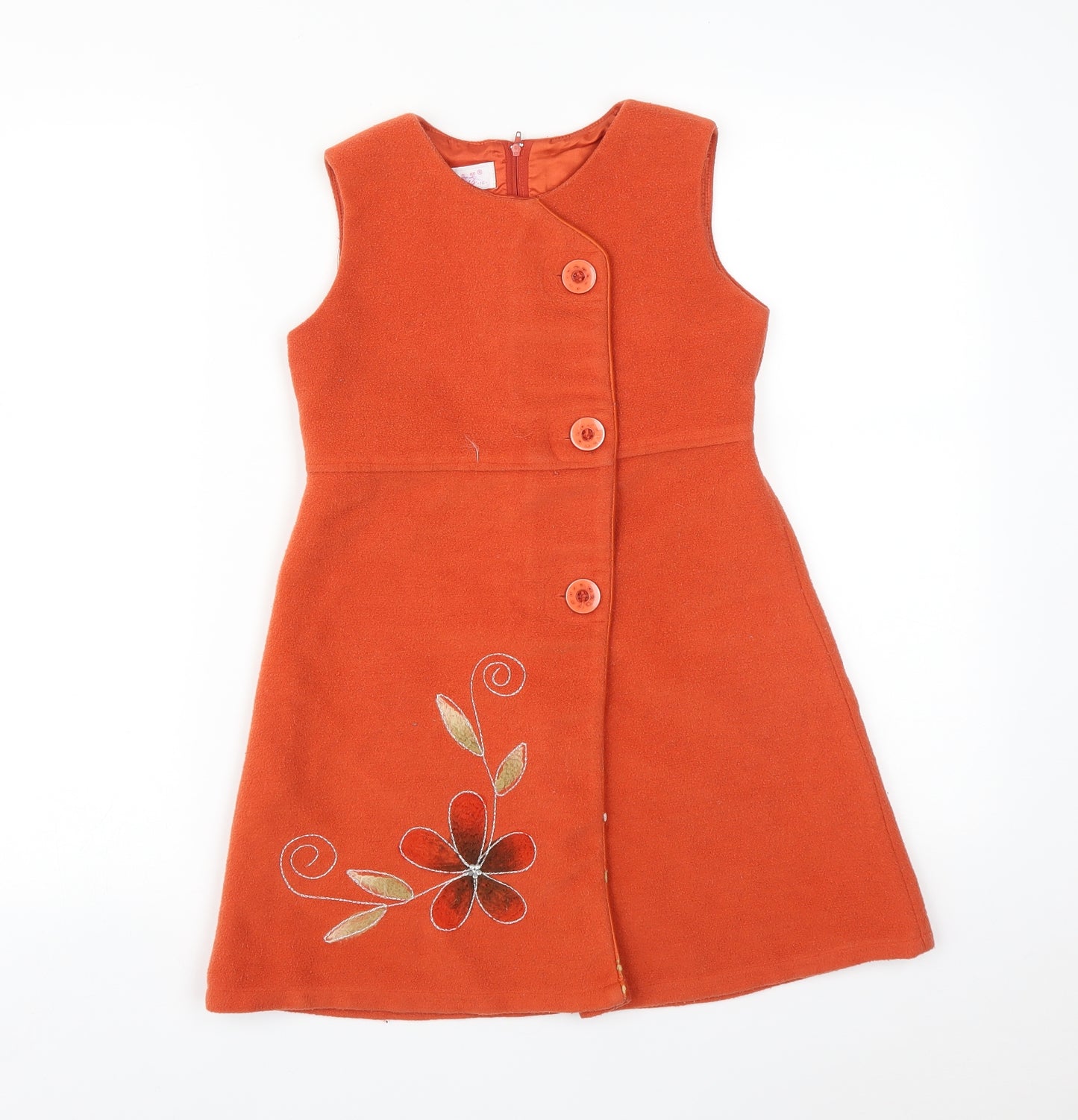 URANUS Girls Orange Floral  A-Line  Size 10 Years