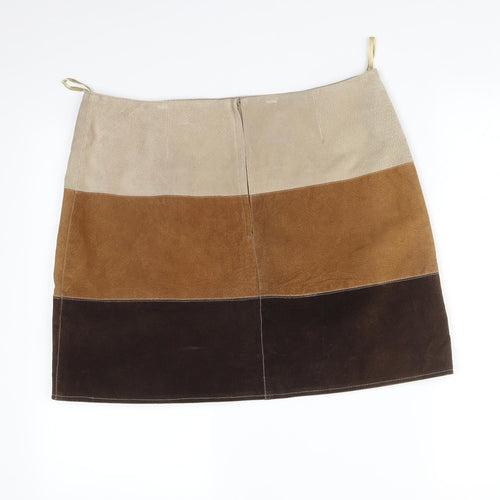 GENUINE LEATHER Womens Multicoloured Striped  Straight & Pencil Skirt Size 16