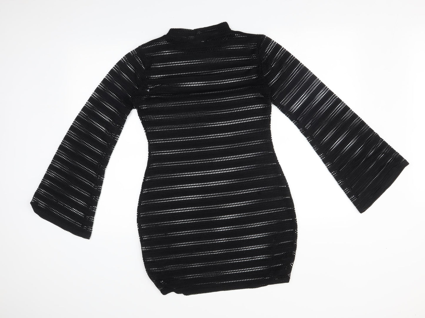 PRETTYLITTLETHING Womens Black Striped  Bodycon  Size 12