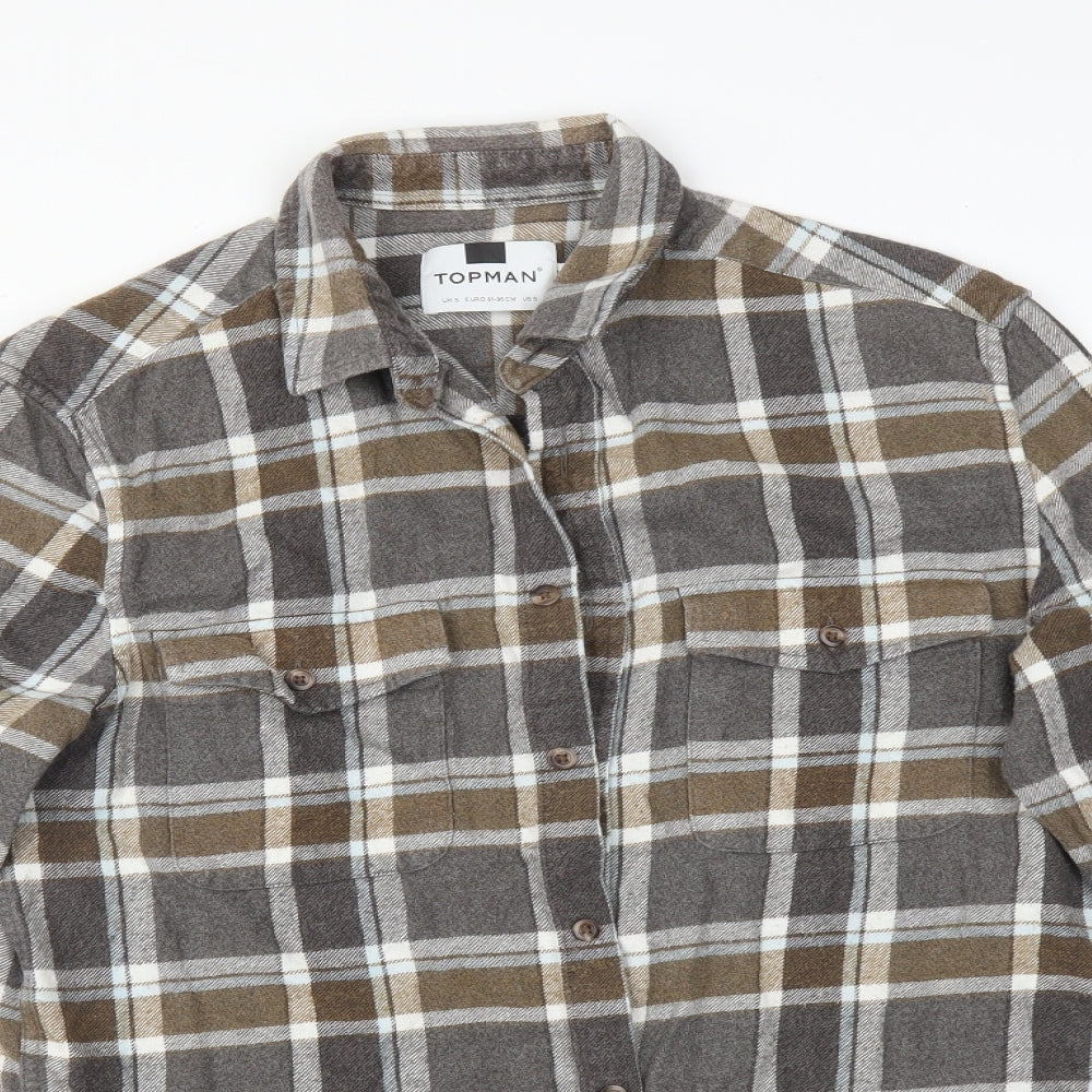Topman Mens Multicoloured Check   Button-Up Size S