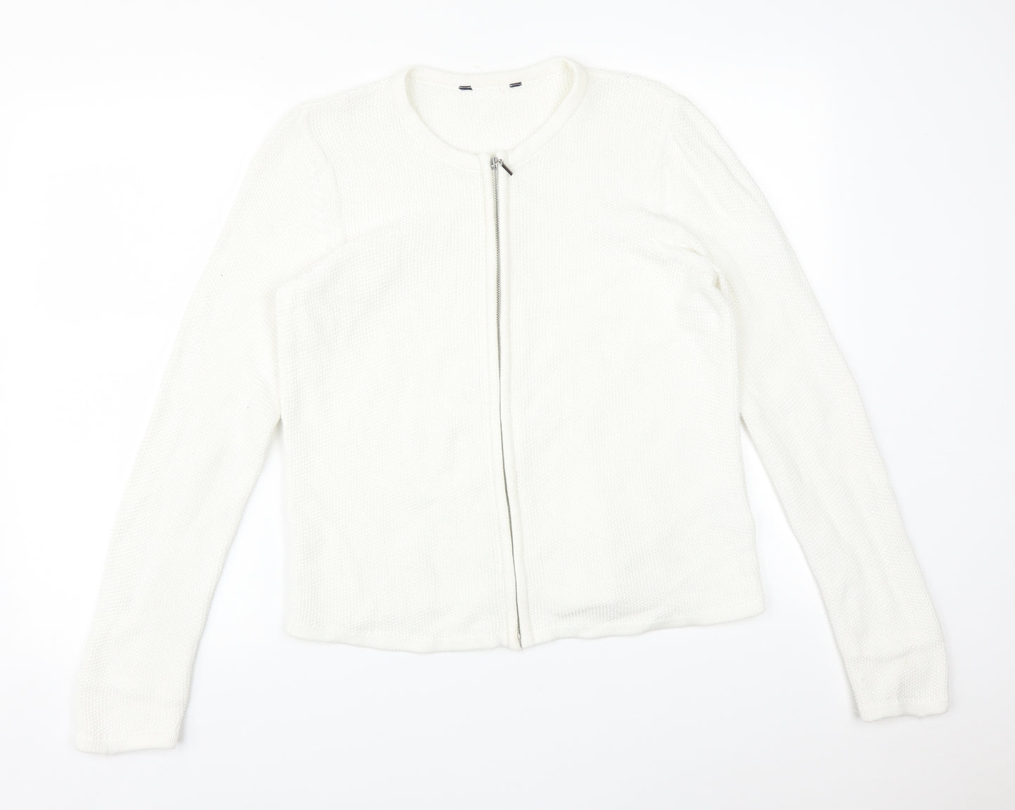 Maine Womens White   Full Zip Jumper Size 12