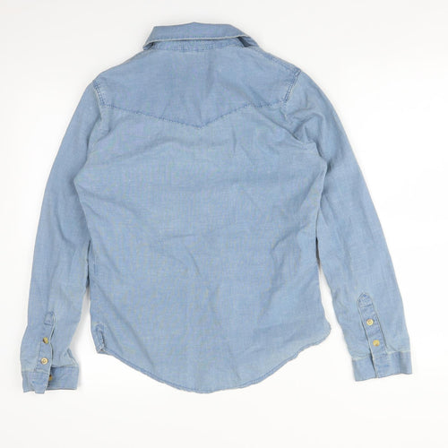 Topshop Womens Blue Floral  Basic Button-Up Size 6