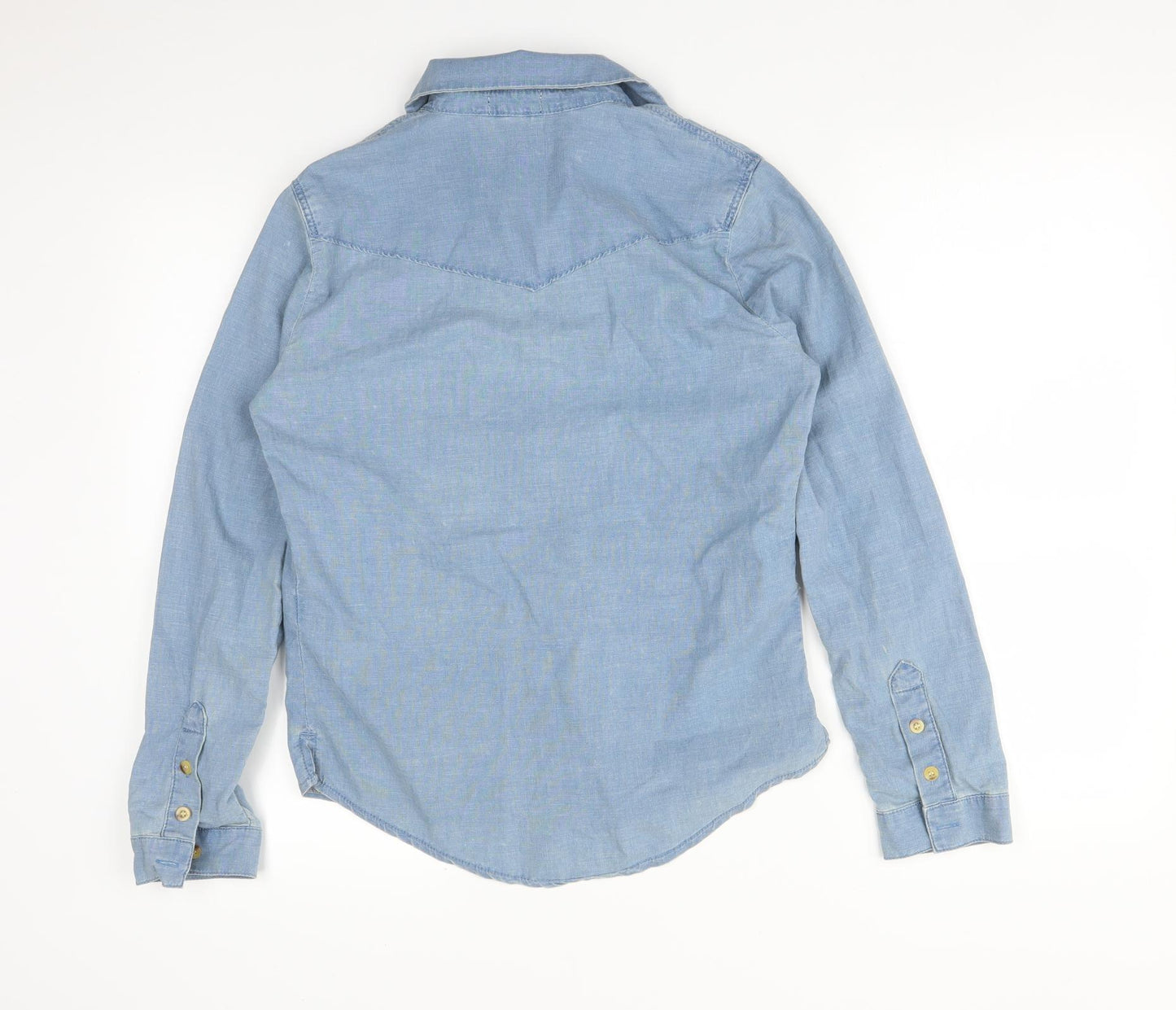 Topshop Womens Blue Floral  Basic Button-Up Size 6