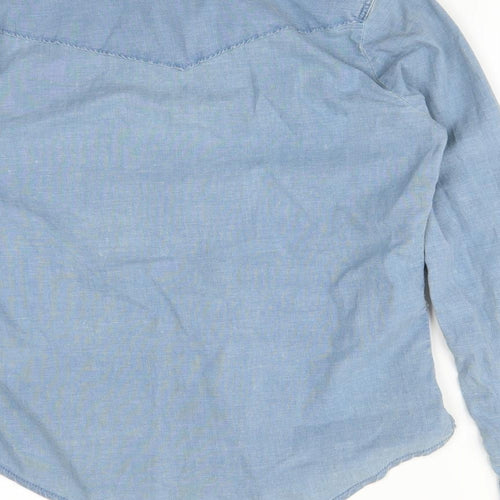 Topshop Womens Blue Floral  Basic Button-Up Size 6