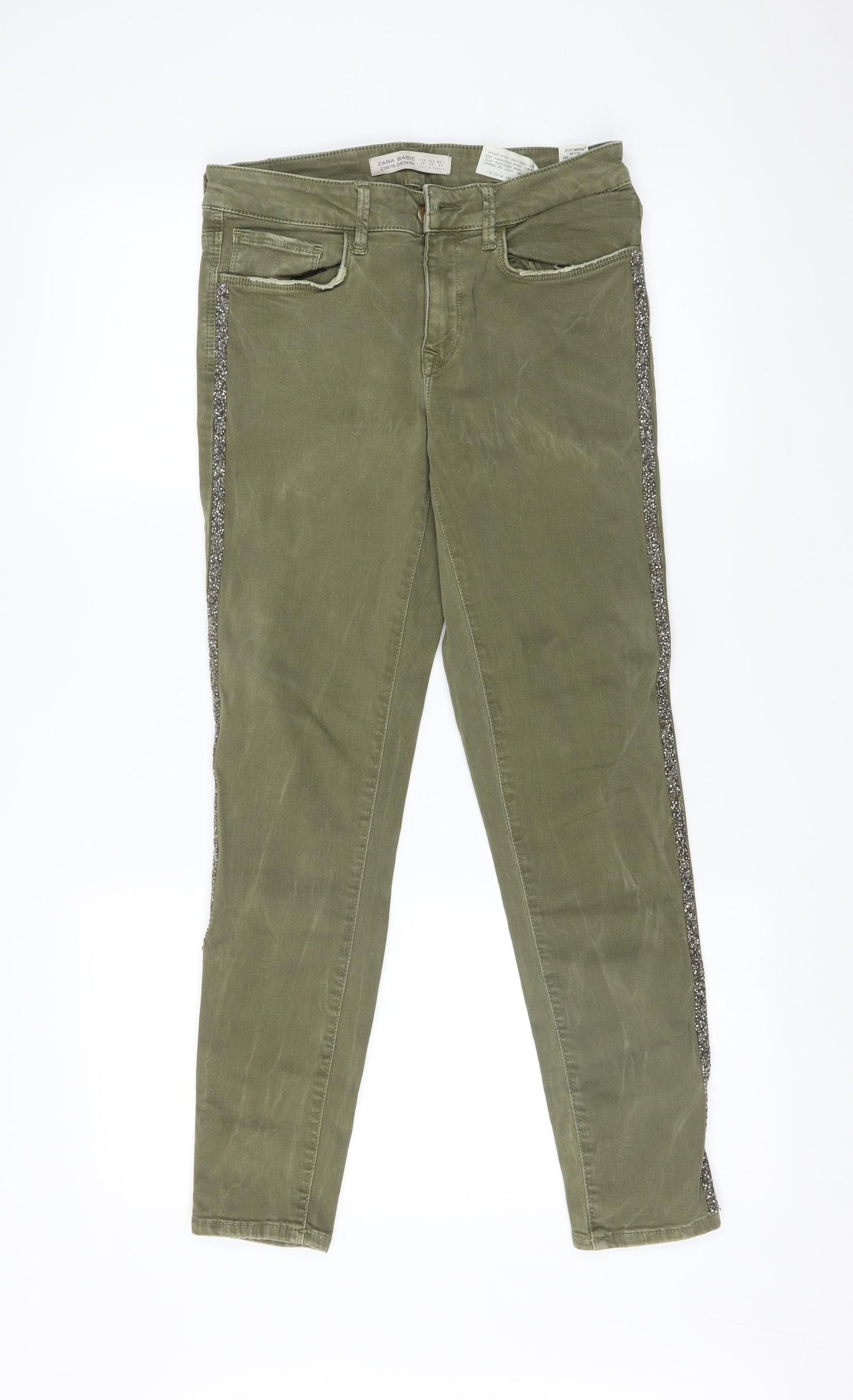 Zara Womens Green   Skinny Jeans Size 10 L27 in