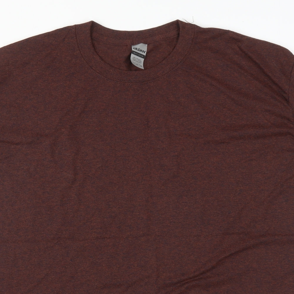 Gildan Mens Brown    T-Shirt Size L