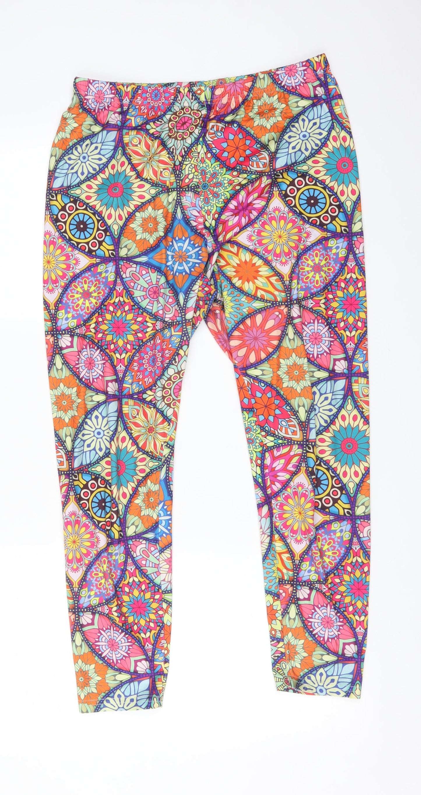 EMERY ROSE Womens Multicoloured Geometric   Leggings Size L L26 in
