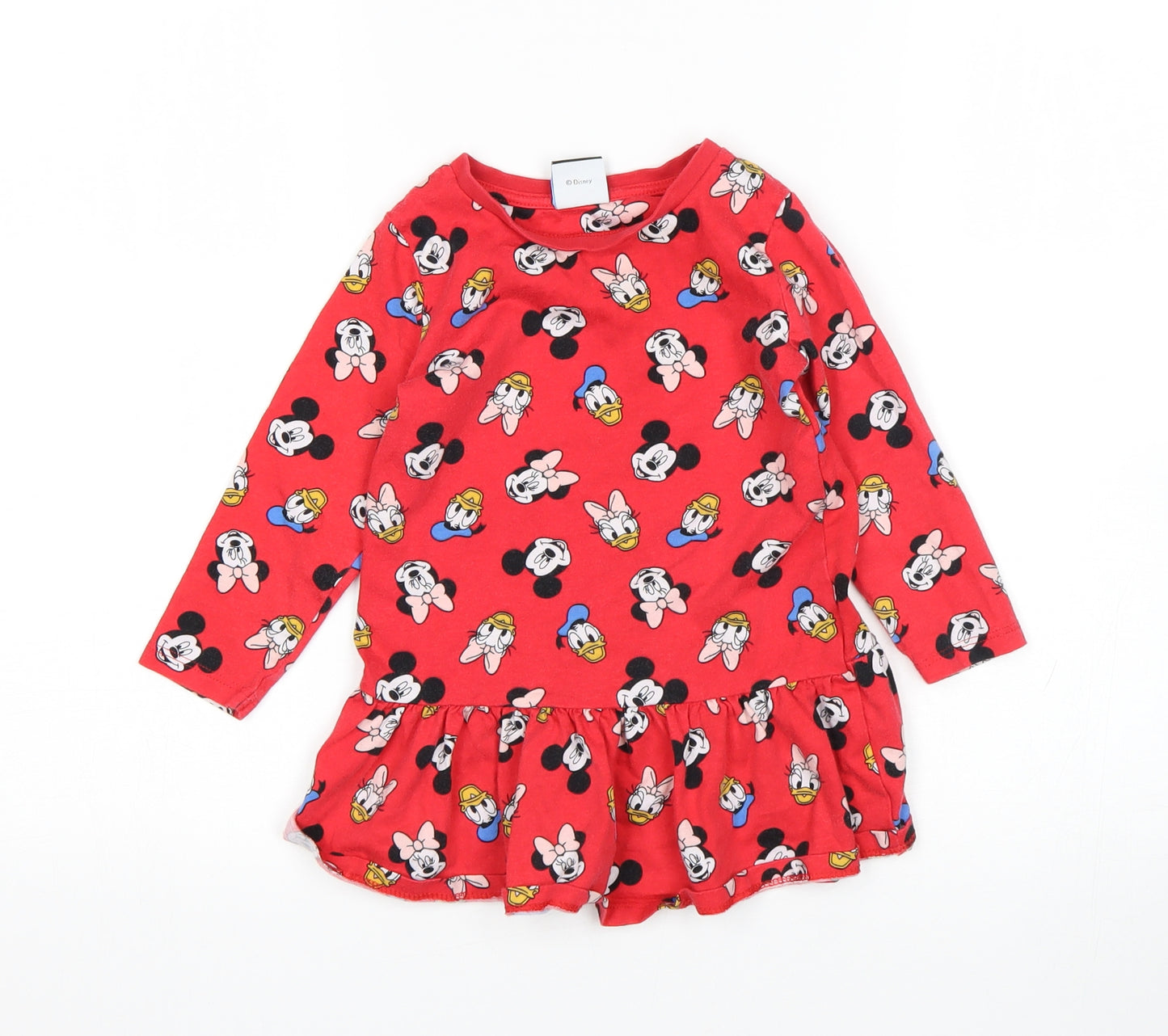 George Girls Red   T-Shirt Dress  Size 18-24 Months  - Disney