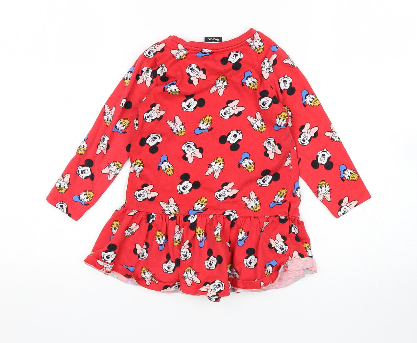 George Girls Red   T-Shirt Dress  Size 18-24 Months  - Disney