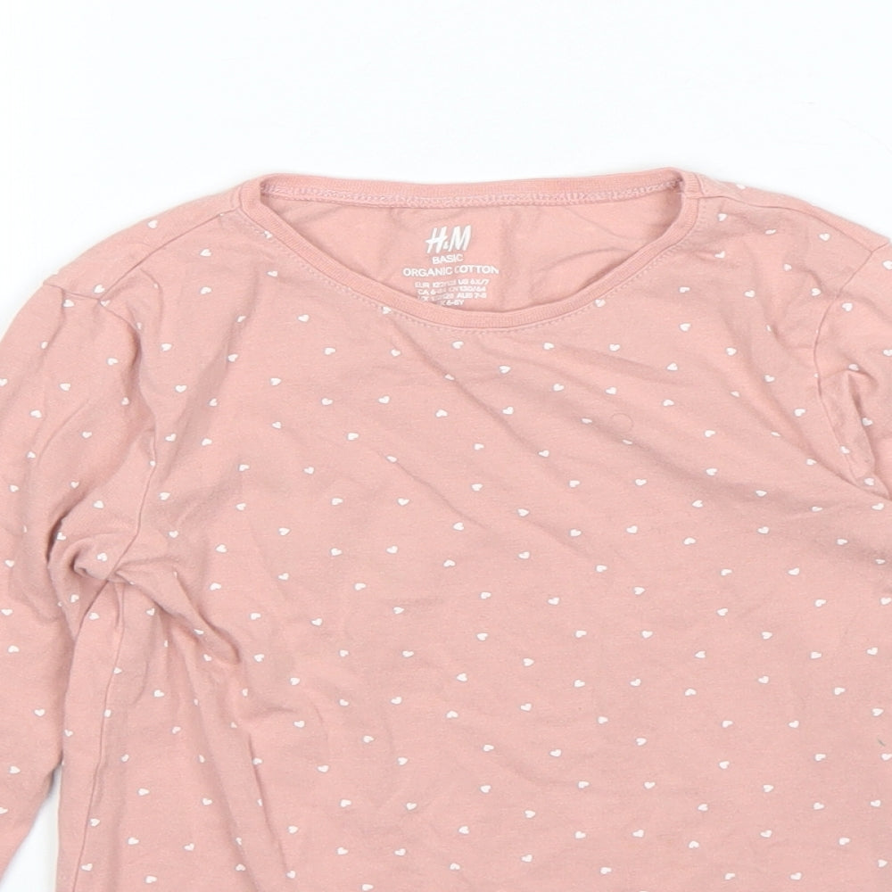 H&M Girls Pink Polka Dot  Basic T-Shirt Size 7-8 Years