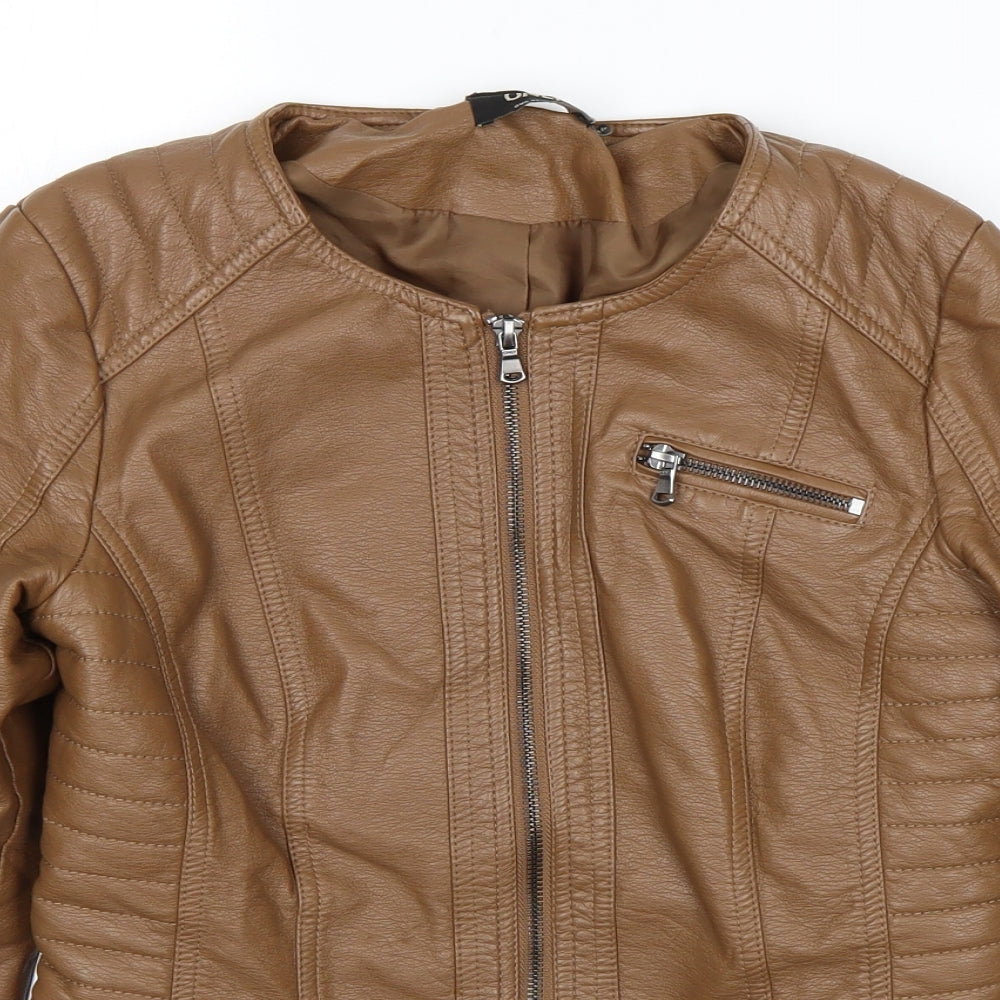 Only Womens Brown   Biker Jacket Size 8