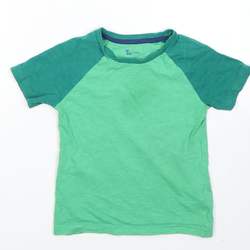 TU Boys Green   Basic T-Shirt Size 3-4 Years