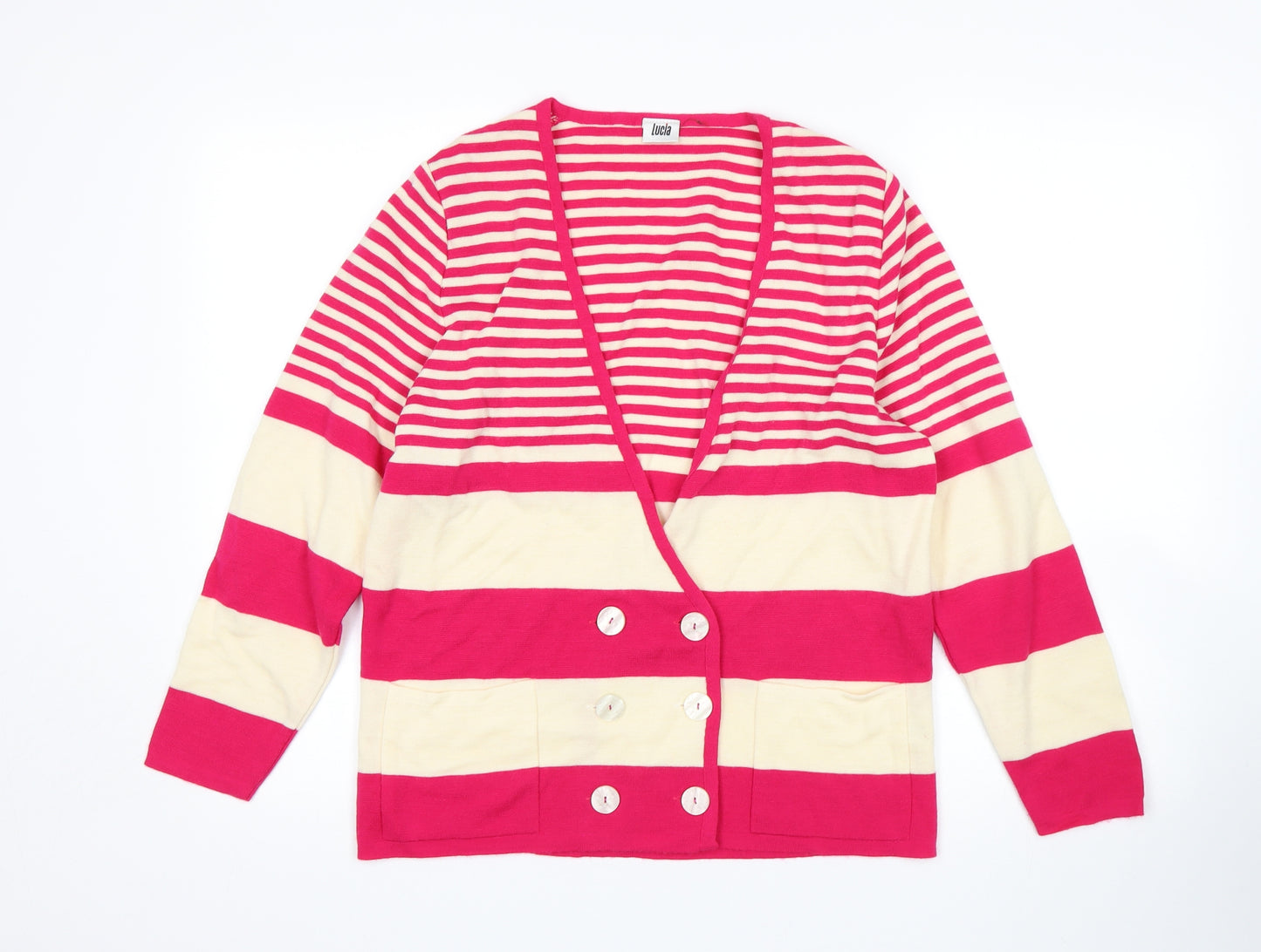 LUCIA Womens Multicoloured Striped  Cardigan Jumper Size 12