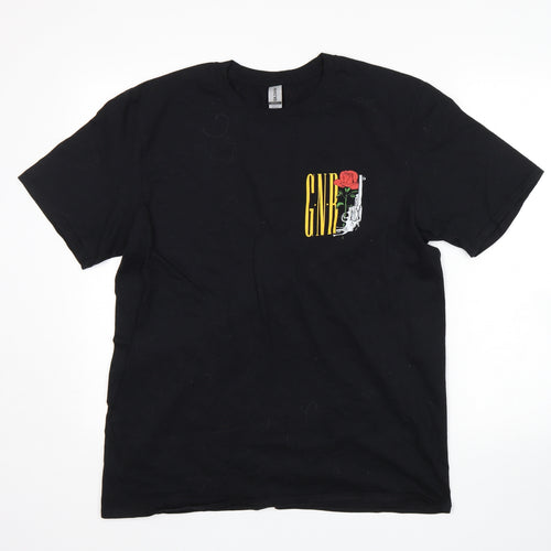 Gilden Mens Black    T-Shirt Size L  - Guns N Roses