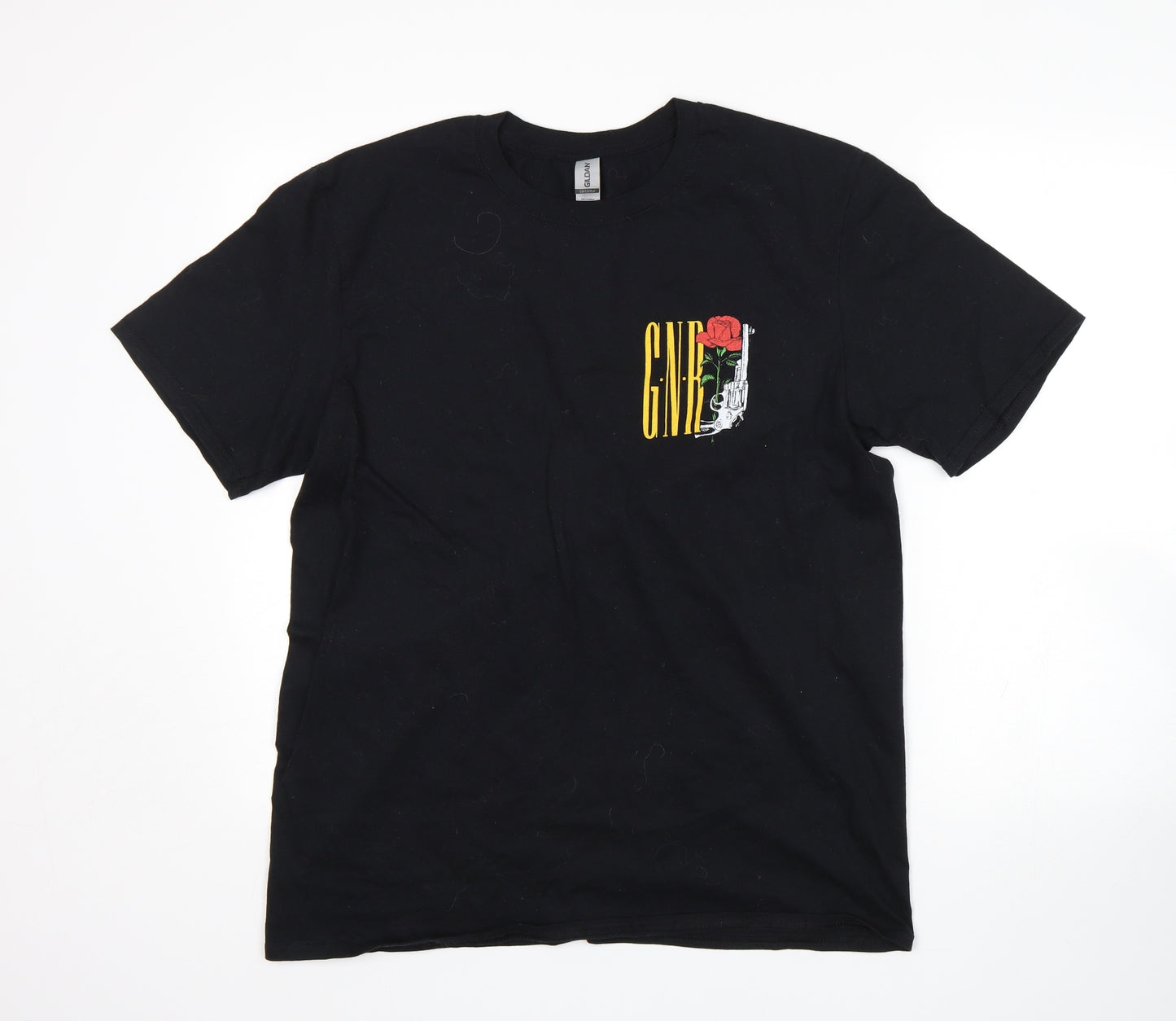 Gilden Mens Black    T-Shirt Size L  - Guns N Roses