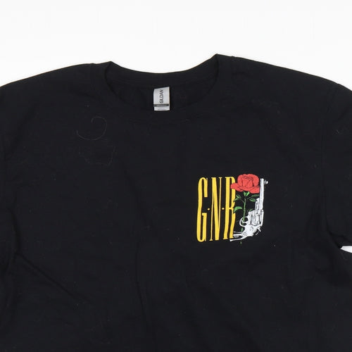 Gilden Mens Black    T-Shirt Size L  - Guns N Roses