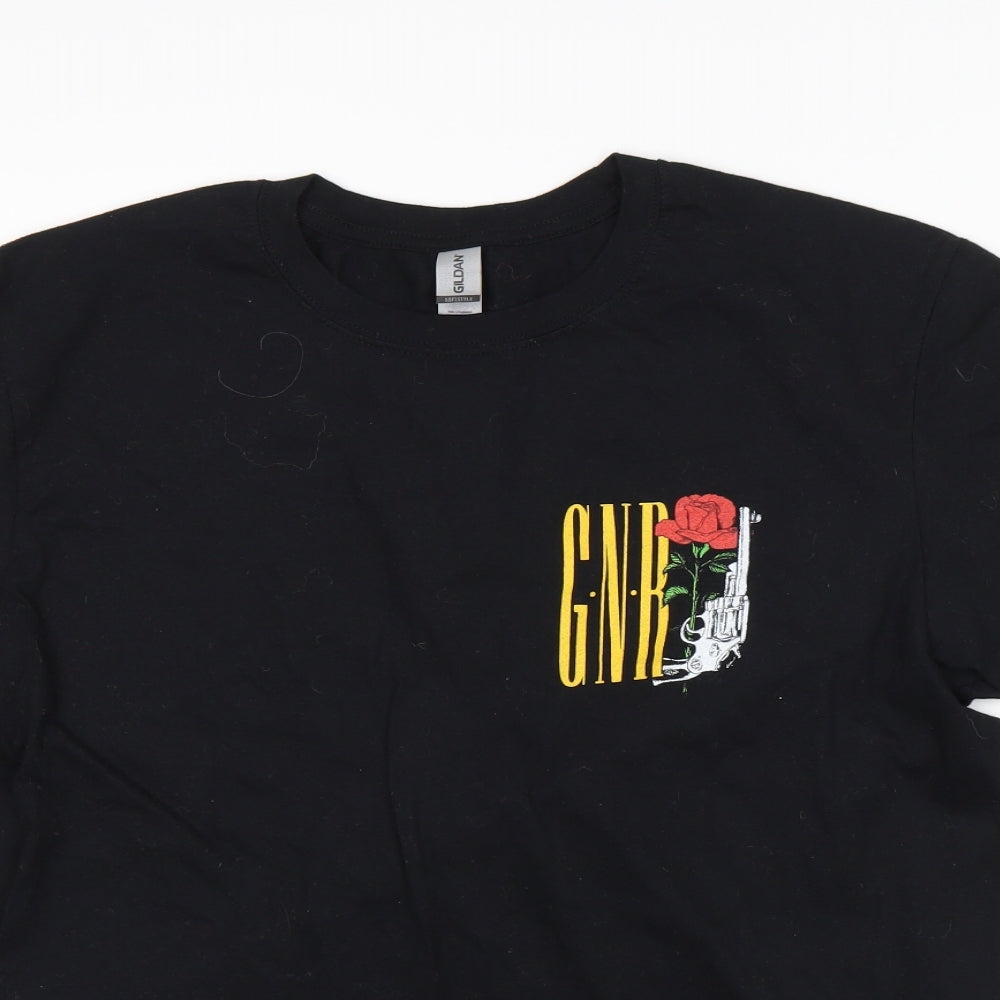 Gilden Mens Black    T-Shirt Size L  - Guns N Roses