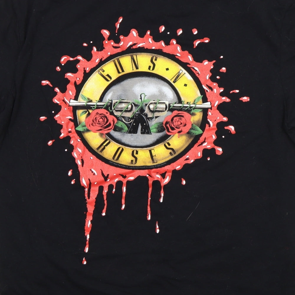 Gilden Mens Black    T-Shirt Size L  - Guns N Roses