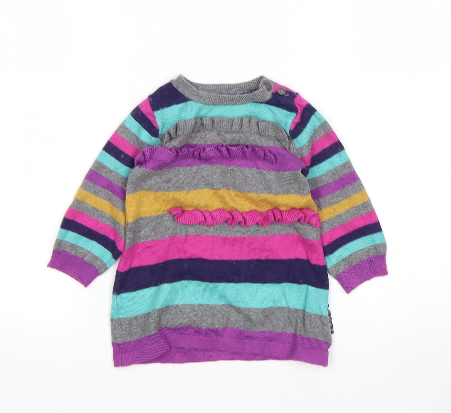 Baby K Girls Multicoloured Striped  Jumper Dress  Size 9-12 Months