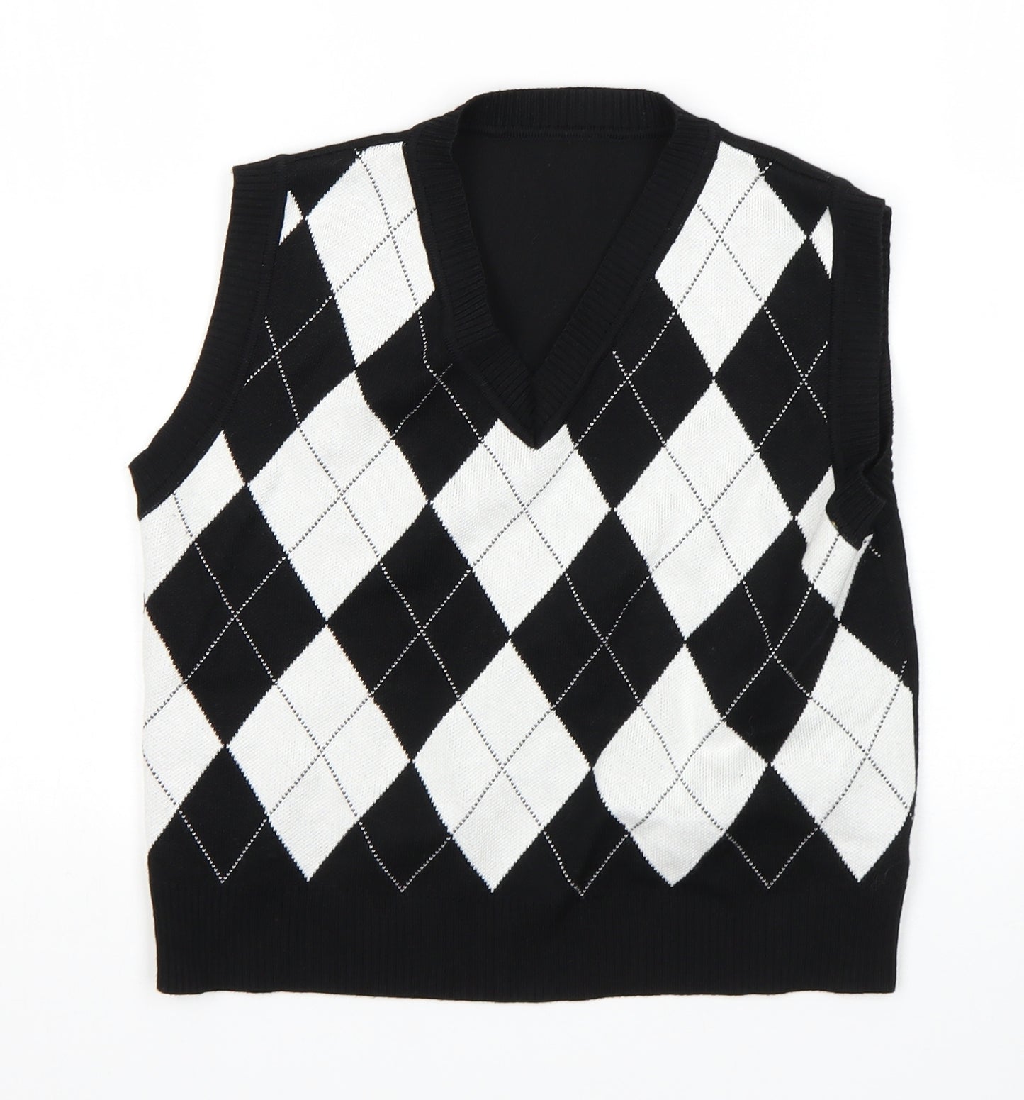 ROMWE Womens Multicoloured Argyle/Diamond  Vest Jumper Size S