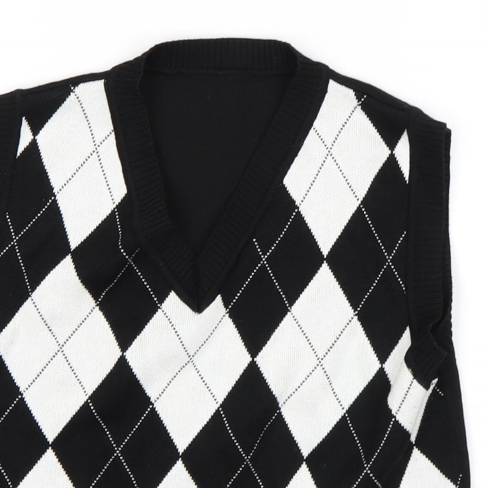 ROMWE Womens Multicoloured Argyle/Diamond  Vest Jumper Size S