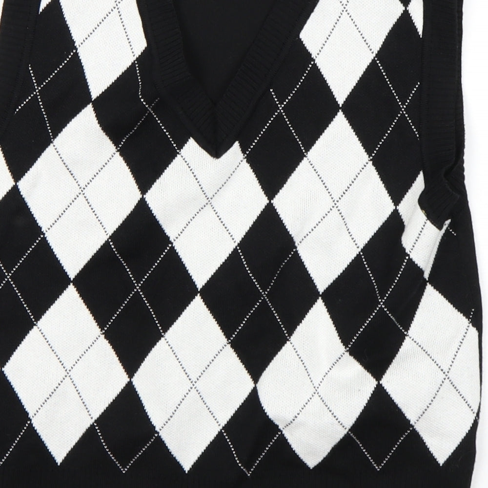 ROMWE Womens Multicoloured Argyle/Diamond  Vest Jumper Size S