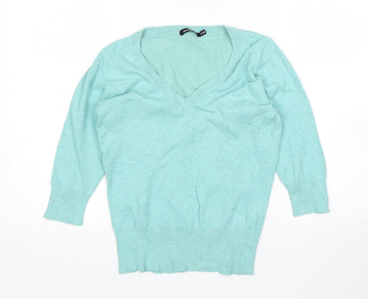 Front view of Atmosphere women’s green jumper, size UK 10