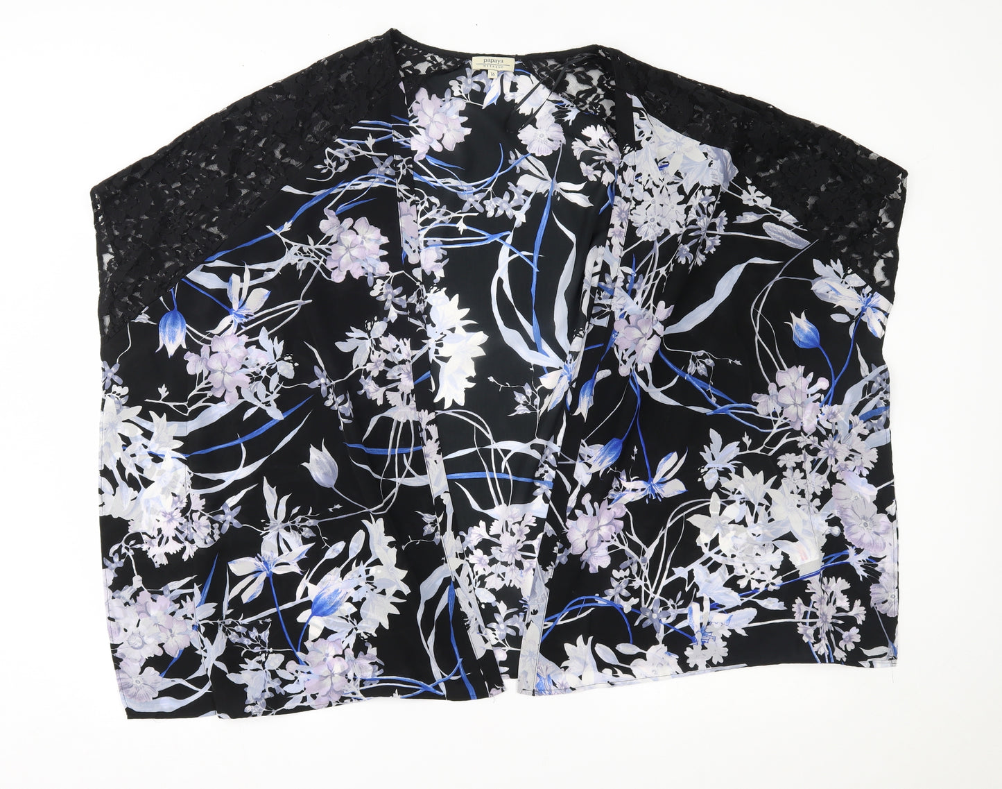 Papaya Womens Black Floral  Cape Jumper Size 16
