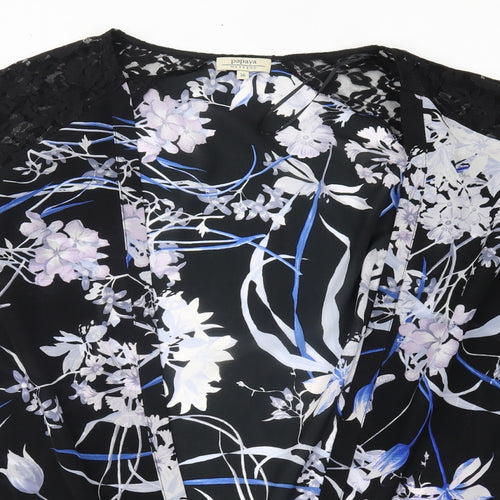 Papaya Womens Black Floral  Cape Jumper Size 16