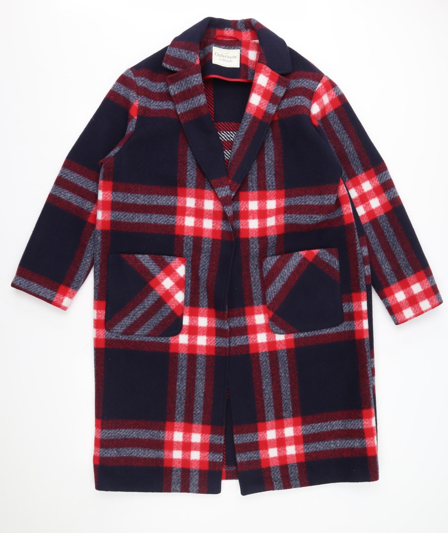 George Womens Blue Plaid  Overcoat Coat Size 16