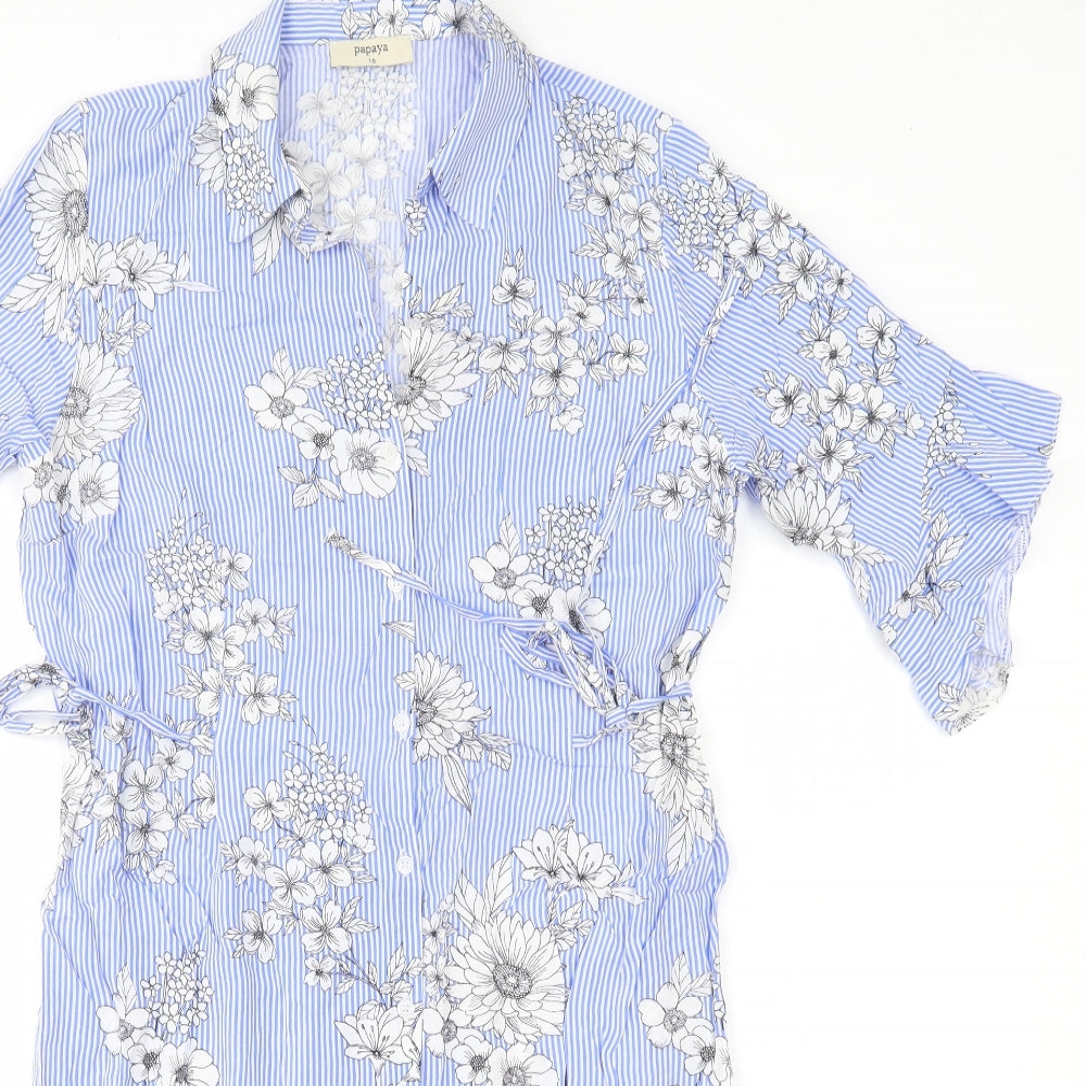 Matalan Womens Blue Striped  A-Line  Size 10