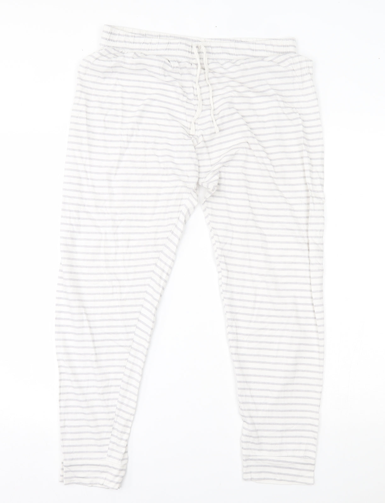 Primark Womens White Striped   Pyjama Pants Size M
