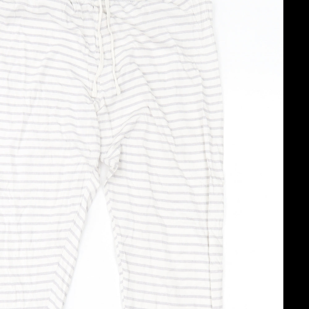 Primark Womens White Striped   Pyjama Pants Size M