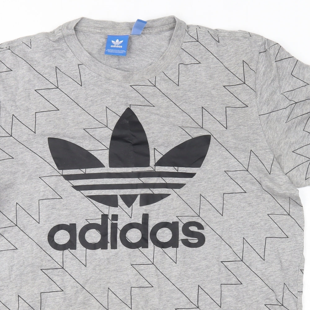 adidas Mens Grey    T-Shirt Size L
