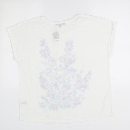 bonmarche Womens White Floral  Basic T-Shirt Size 18