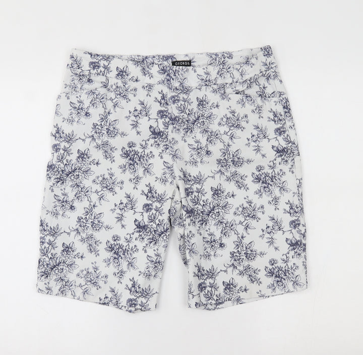 George Womens White Floral Bermuda Shorts Size XL -